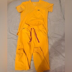 Figs Bright Yellow Scrub Top